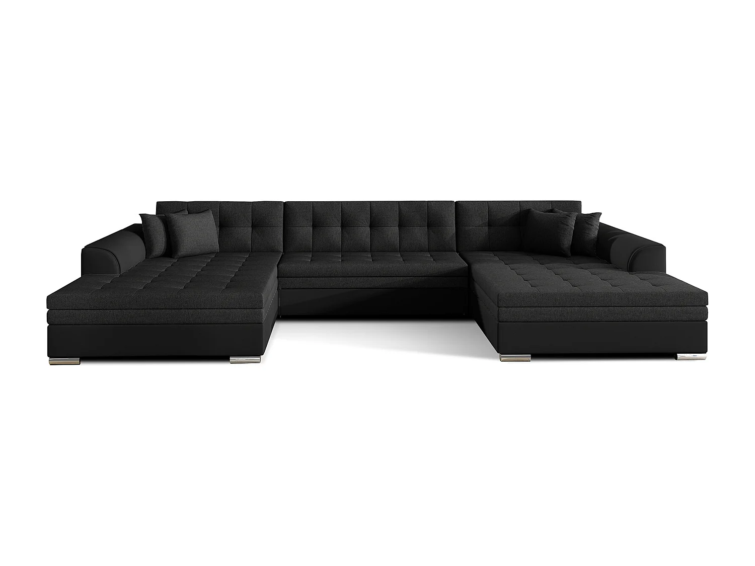 Canapé Corner Grande-U/revêtement tissu/Noir