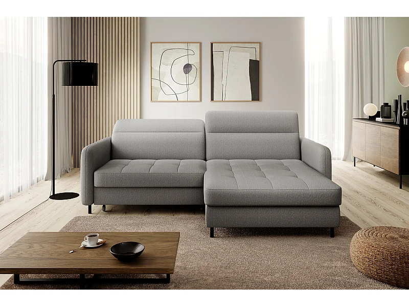 Divano d'angolo Tippo R/rivestimento in tessut/Grigio