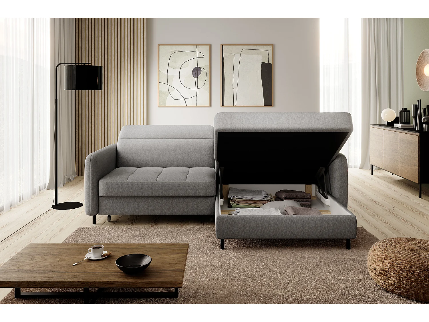 Canapé Corner Tippo R/revêtement tissu/Gris