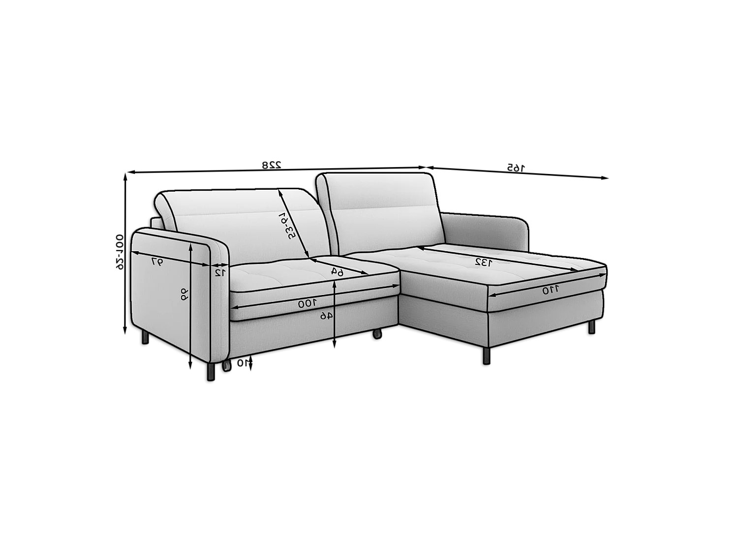 Ecksofa Tippo R/Stoffbezug/Grau