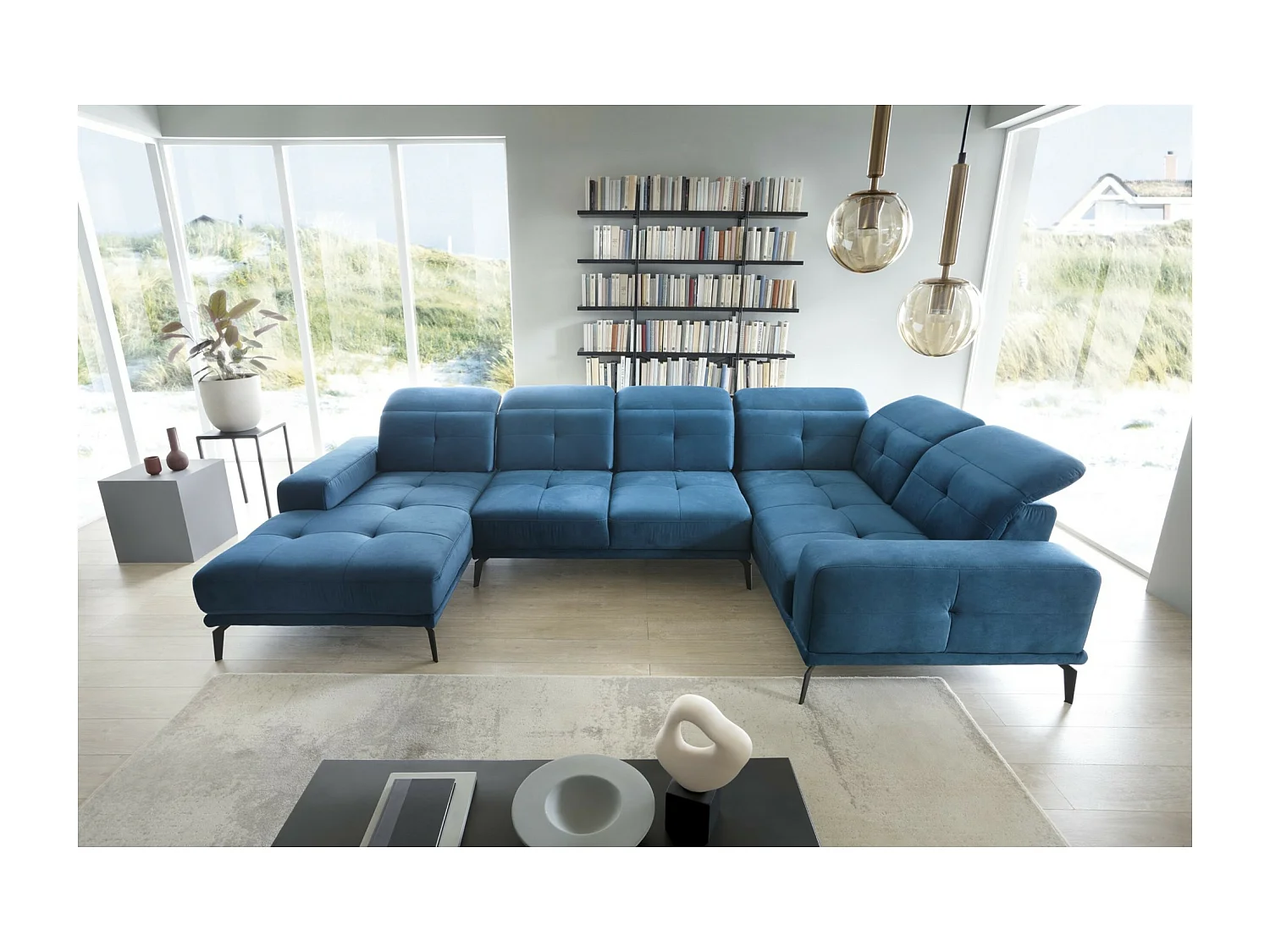Ecksofa Conrado UR/Stoffbezug/Blau