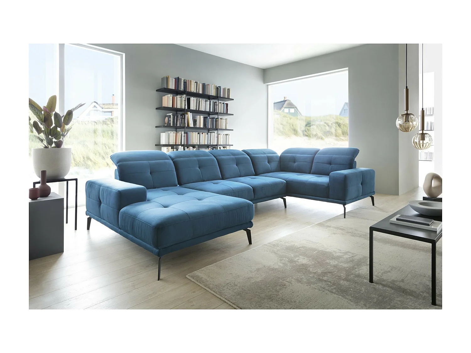 Ecksofa Conrado UR/Stoffbezug/Blau
