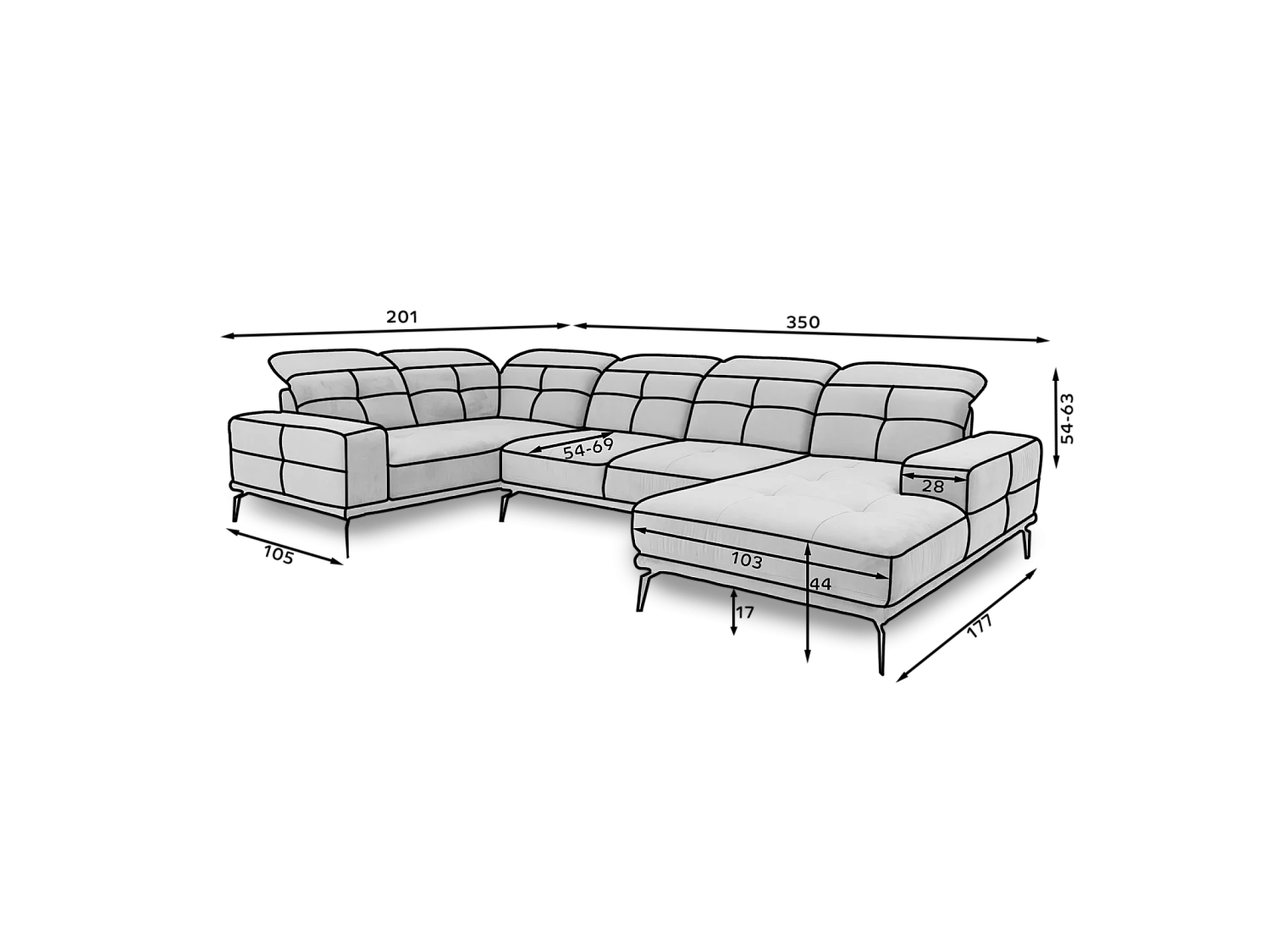 Ecksofa Conrado UR/Stoffbezug/Blau