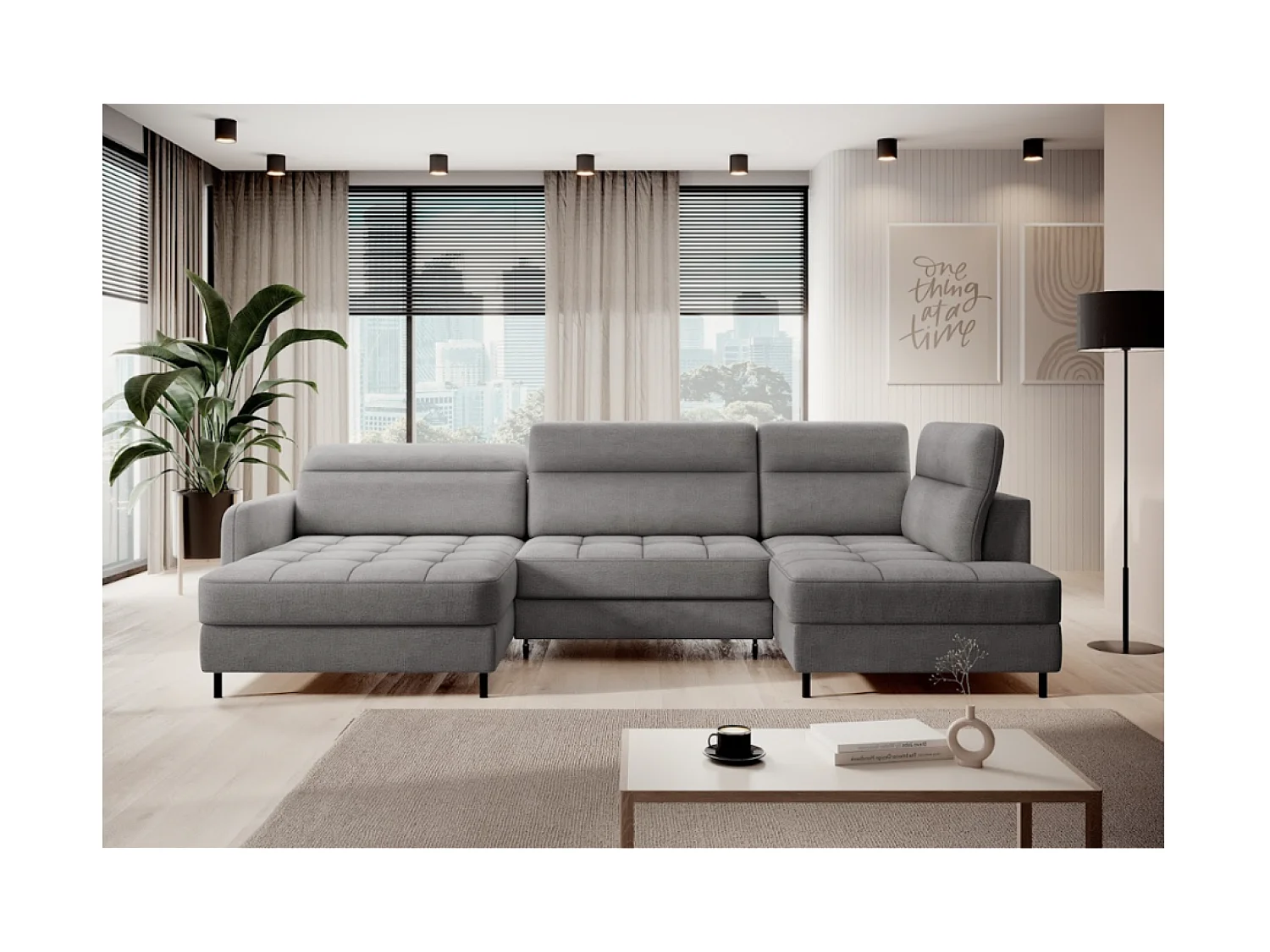 Canapé Corner Silvio UL/revêtement tissu/