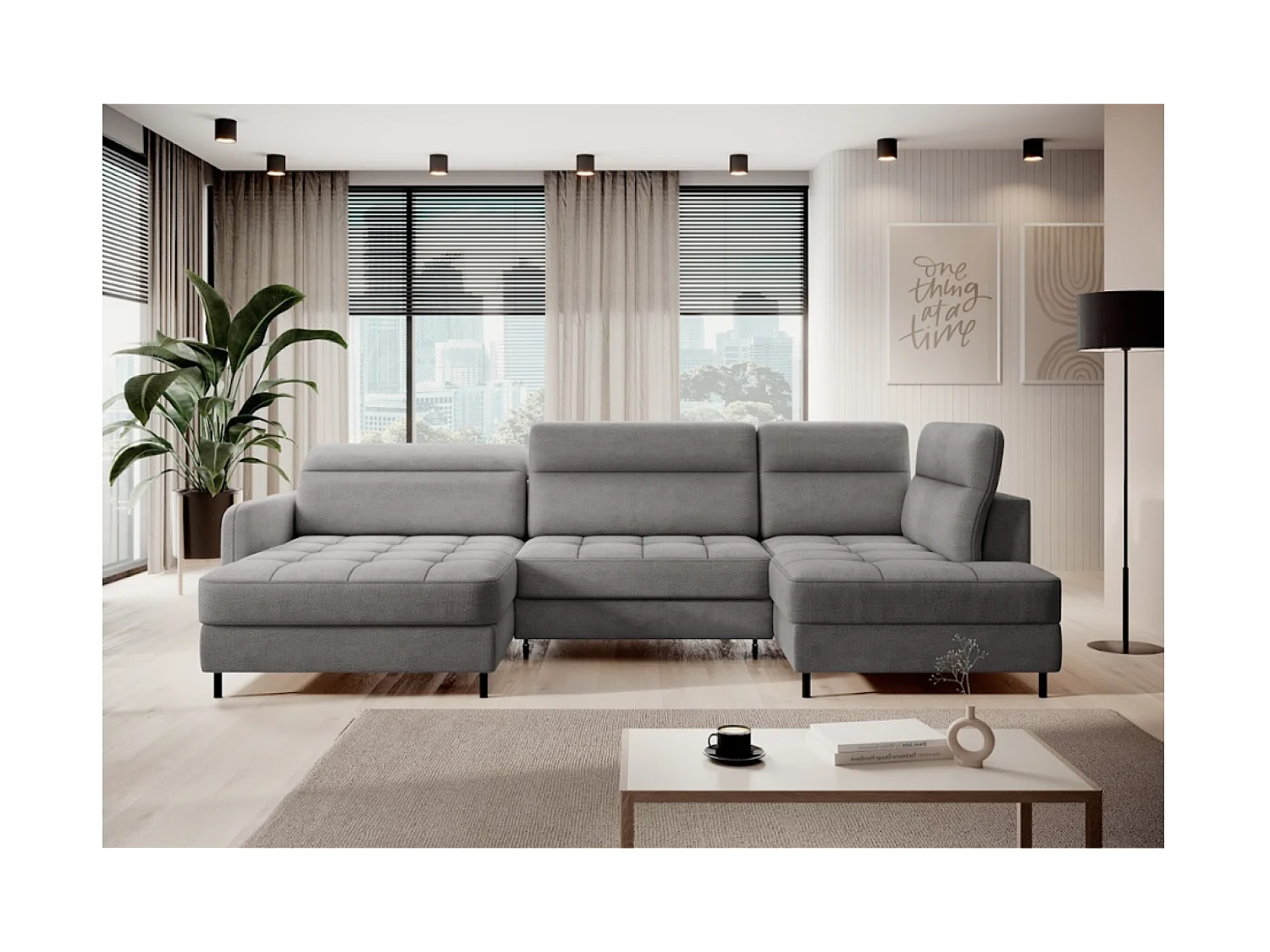 Canapé Corner Silvio UL/revêtement tissu/