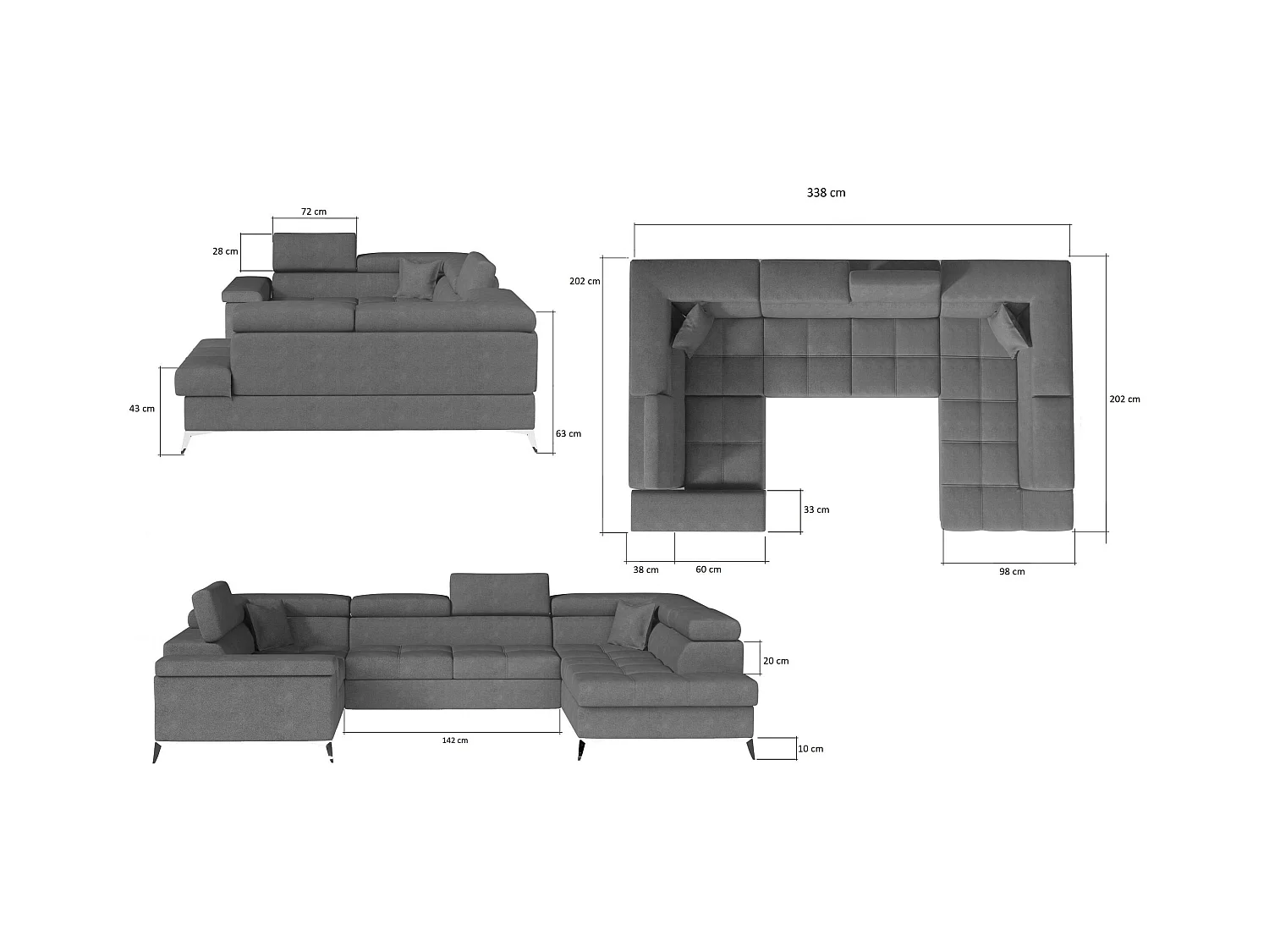 Ecksofa Roberto UR/Stoffbezug/Pink