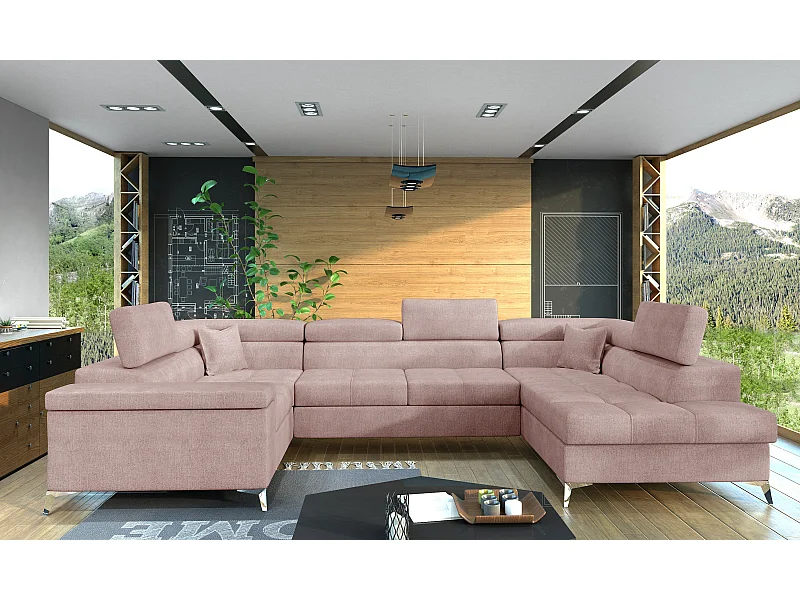 Ecksofa Roberto UR/Stoffbezug/Pink