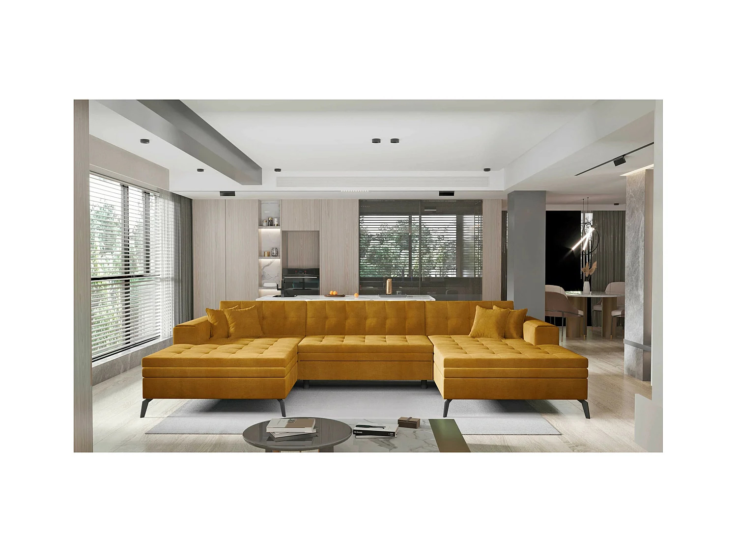 Divano d'angolo Paul-U/rivestimento in tessut/Arancia