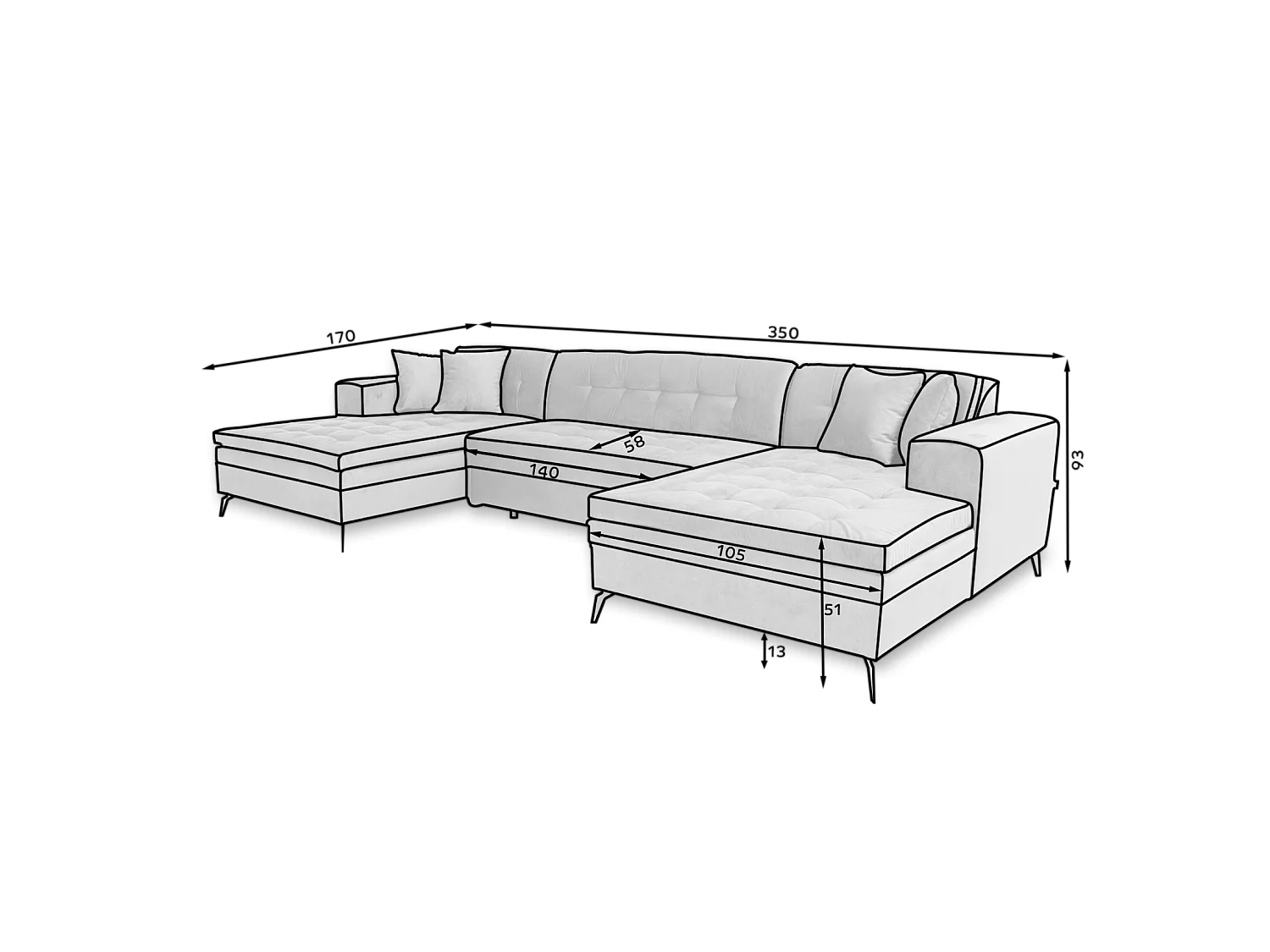 Divano d'angolo Paul-U/rivestimento in tessut/Arancia