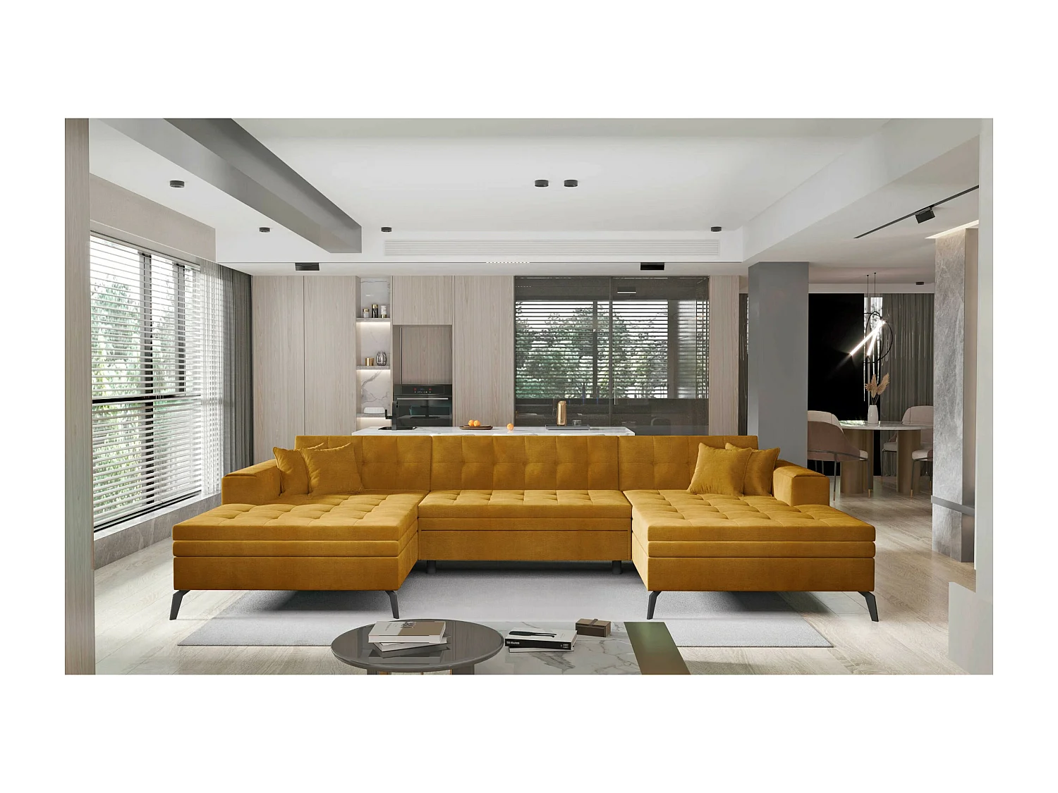 Divano d'angolo Paul-U/rivestimento in tessut/Arancia