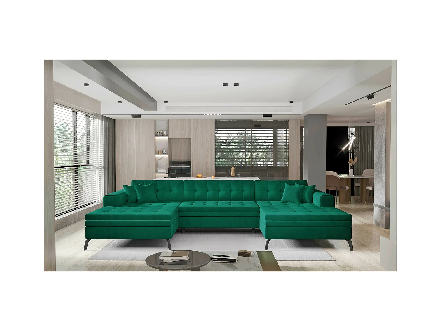 Divano d'angolo Paul-U/rivestimento in tessut/Verde