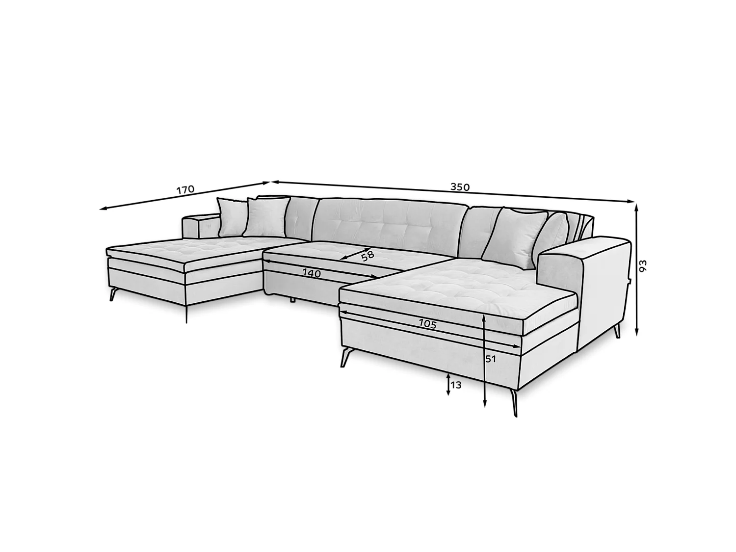 Ecksofa Paul-U/Stoffbezug/Grün