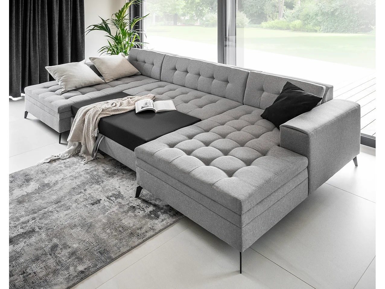 Ecksofa Paul-U/Stoffbezug/Grün