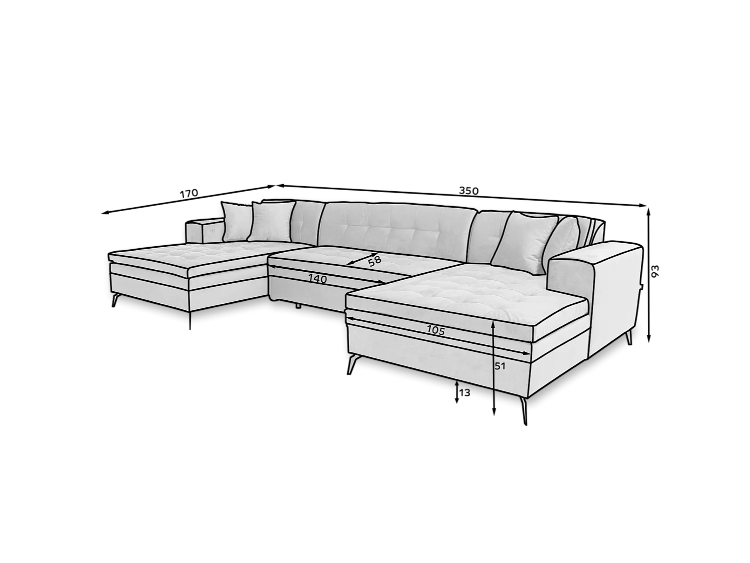 Ecksofa Paul-U/Stoffbezug/Grün