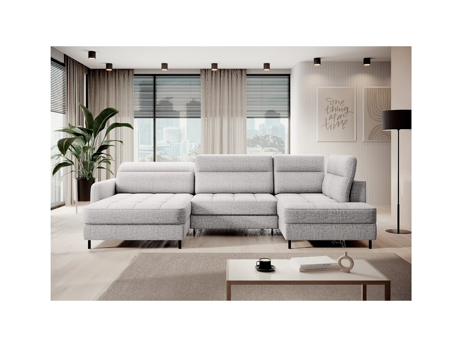 Canapé Corner Silvio UL/revêtement tissu/