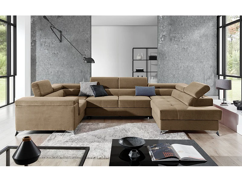 Ecksofa Roberto UR/Stoffbezug/Braun
