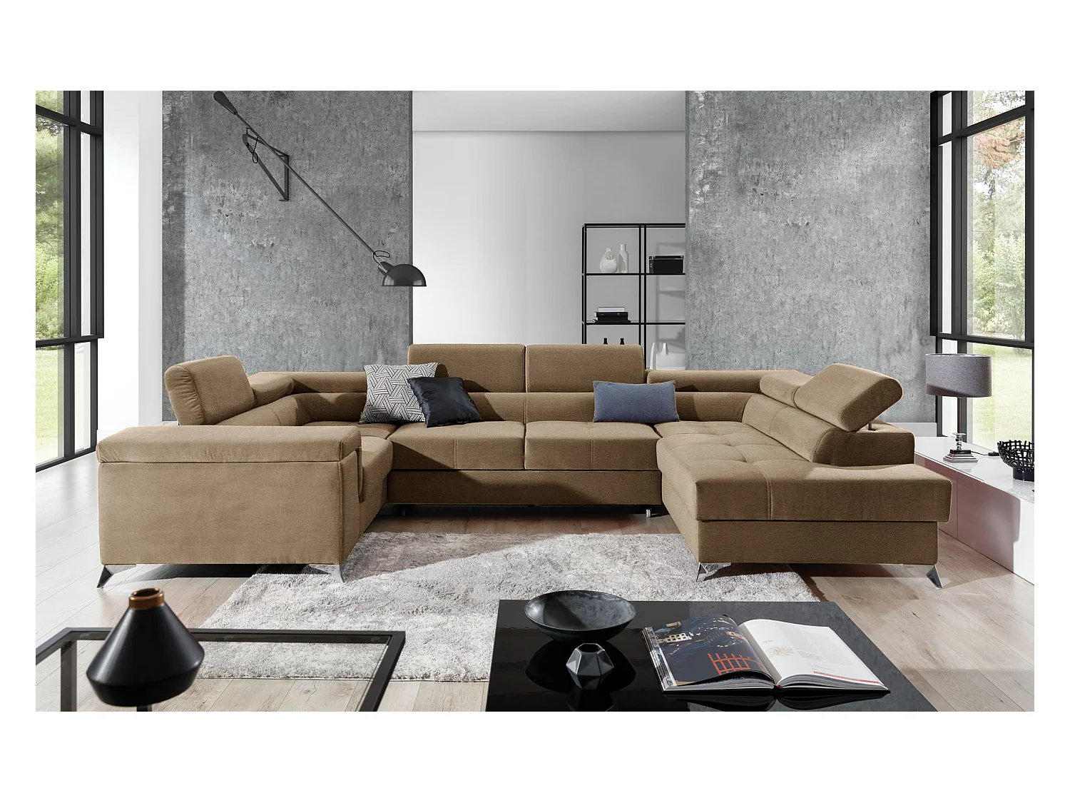 Ecksofa Roberto UR/Stoffbezug/Braun