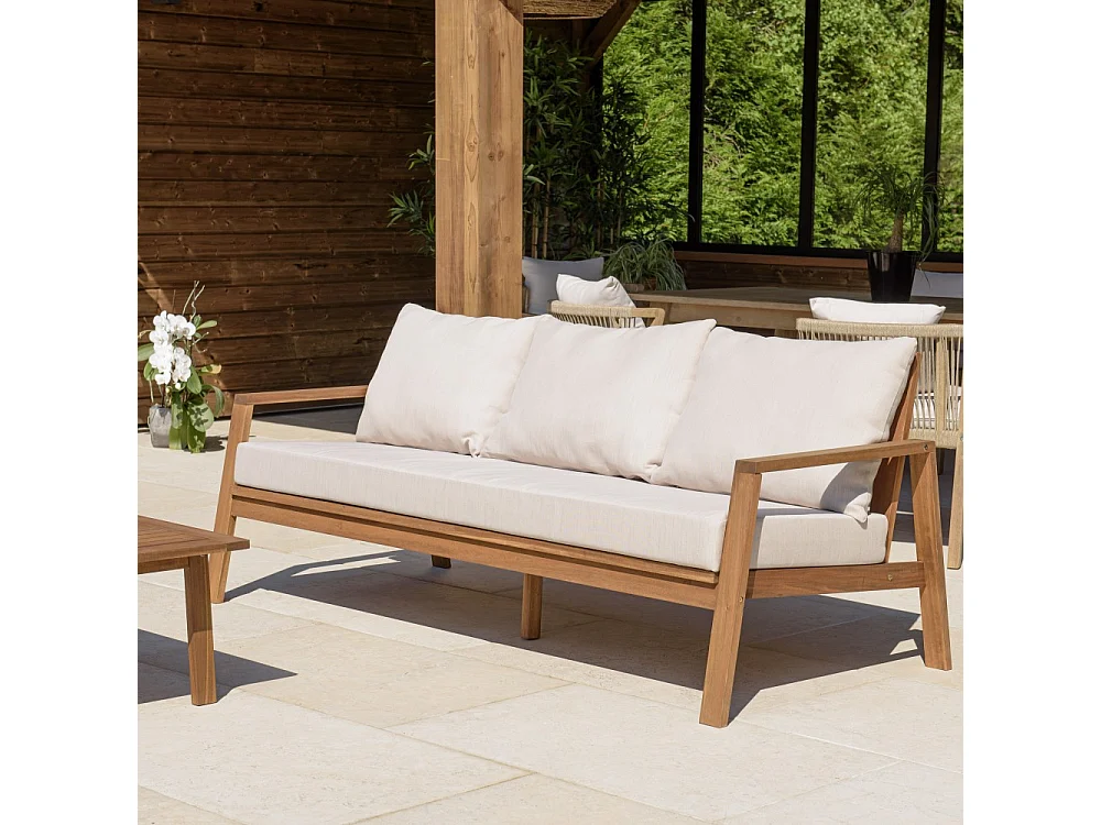 VICK - Salon de jardin 5 places BONIFACIO en bois d'acacia huilé