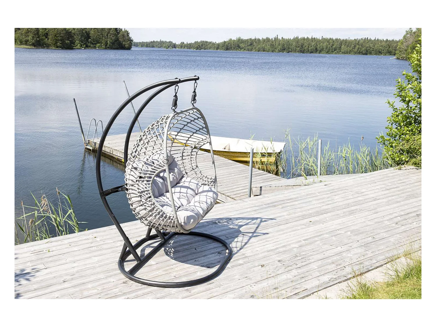 Viga hangende tuinstoel zwartgrijs.
