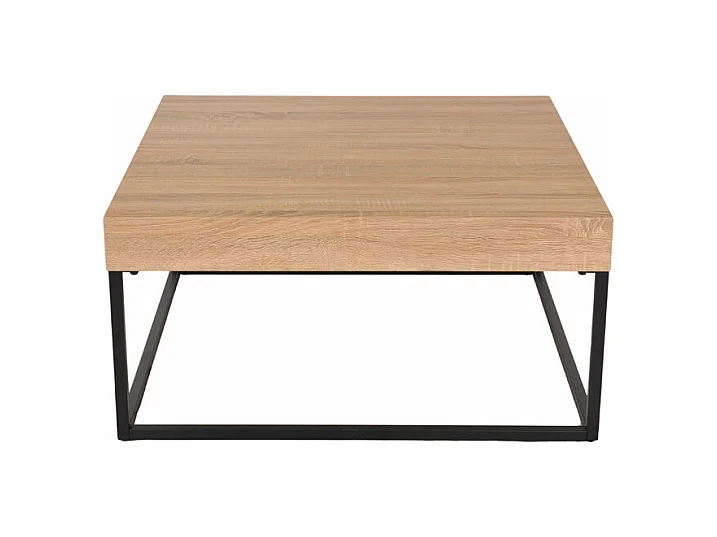 Table basse carrée 80 x 80 cm décor chêne et pieds métal – BILLIE