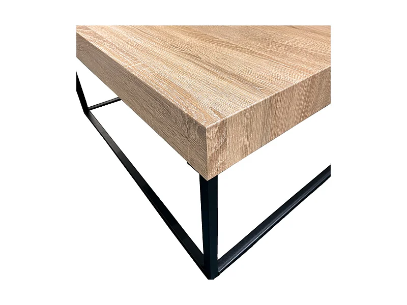 Table basse carrée 80 x 80 cm décor chêne et pieds métal – BILLIE