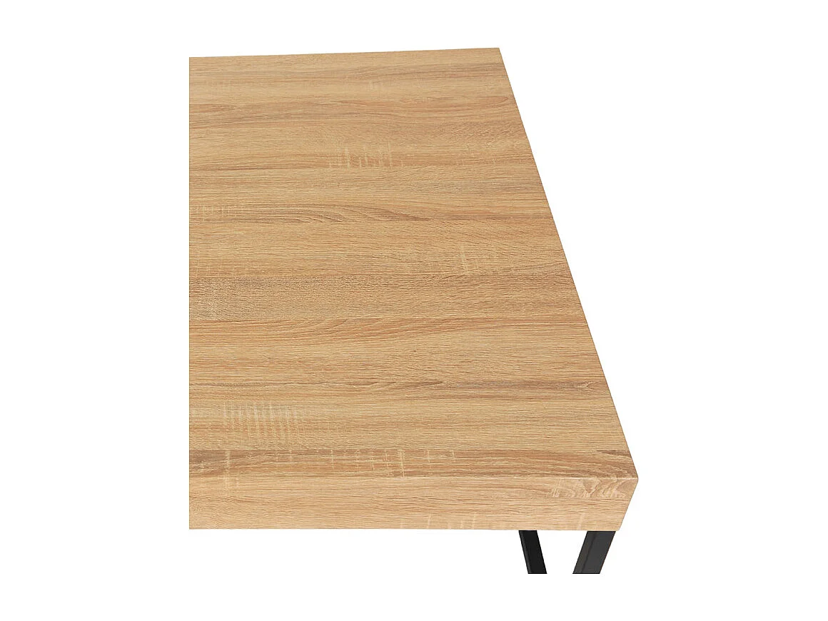 Table basse carrée 80 x 80 cm décor chêne et pieds métal – BILLIE
