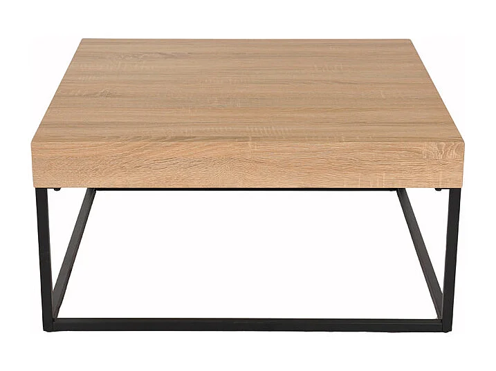 Table basse carrée 80 x 80 cm décor chêne et pieds métal – BILLIE