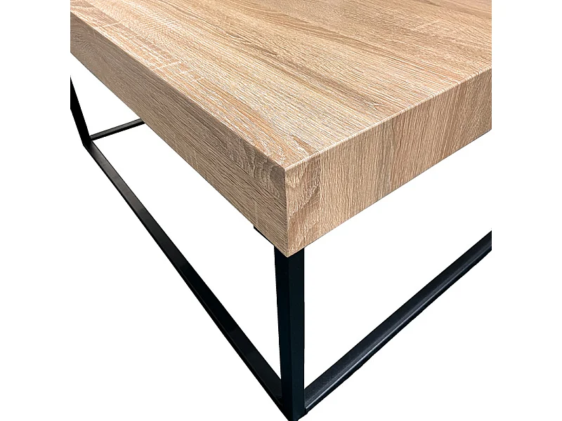 Table basse carrée 80 x 80 cm décor chêne et pieds métal – BILLIE