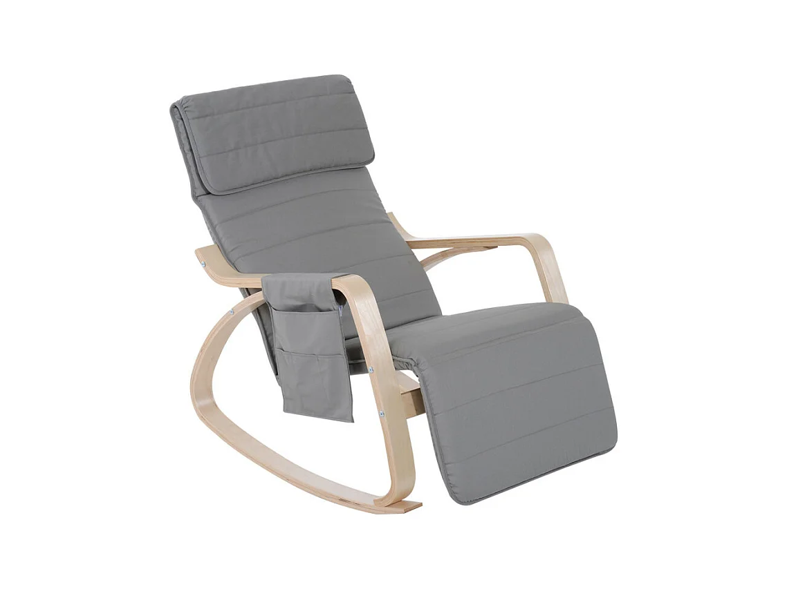 HOMCOM Fauteuil à Bascule avec Repose-Pied Réglable Gris