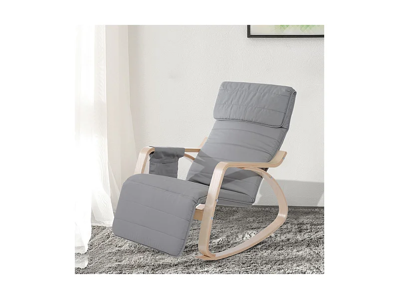 HOMCOM Fauteuil à Bascule avec Repose-Pied Réglable Gris