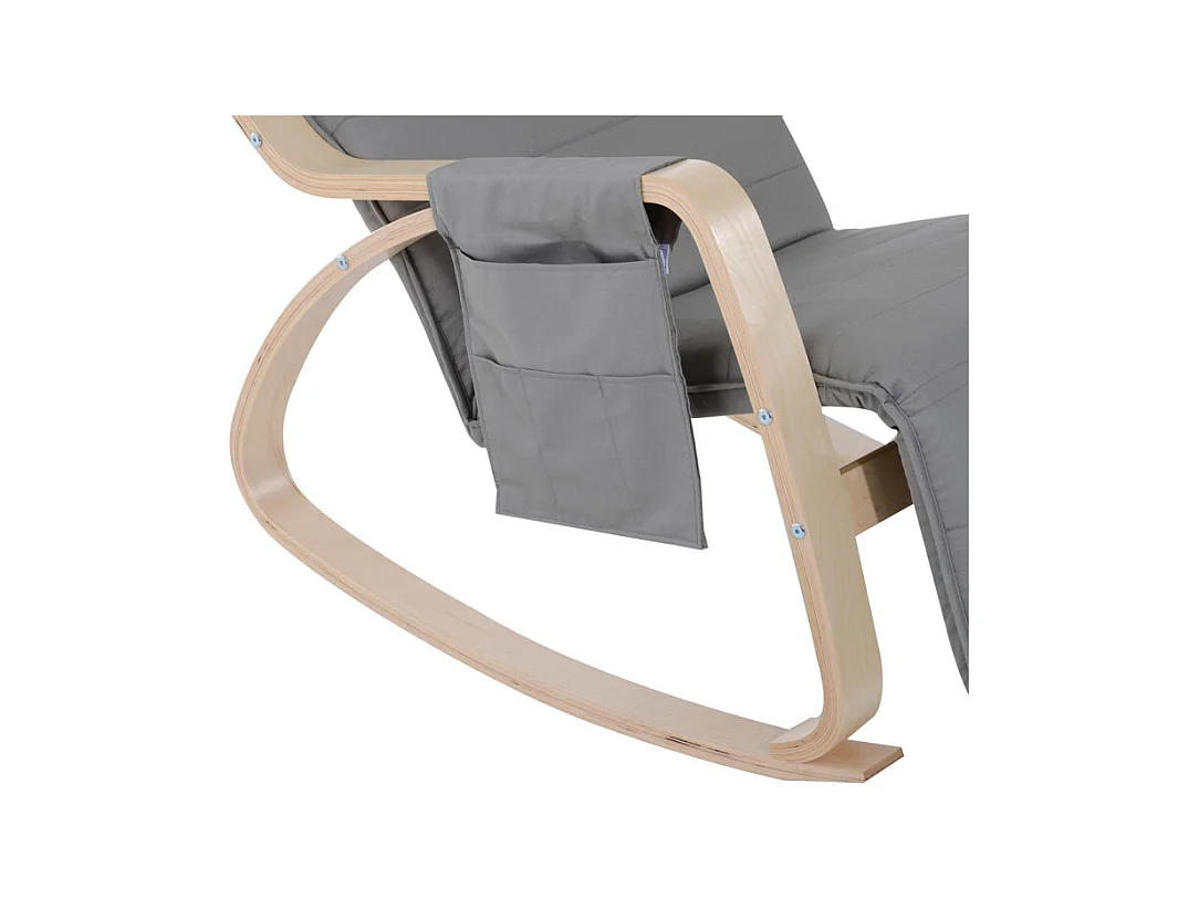 HOMCOM Fauteuil à Bascule avec Repose-Pied Réglable Gris