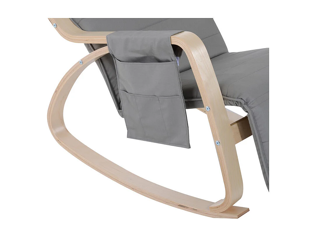 HOMCOM Fauteuil à Bascule avec Repose-Pied Réglable Gris