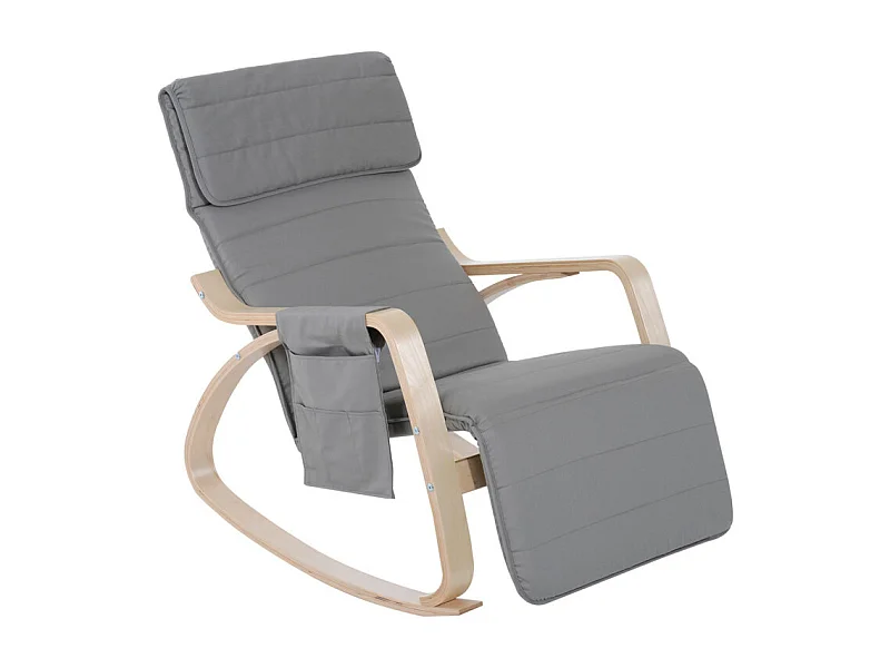 HOMCOM Fauteuil à Bascule avec Repose-Pied Réglable Gris