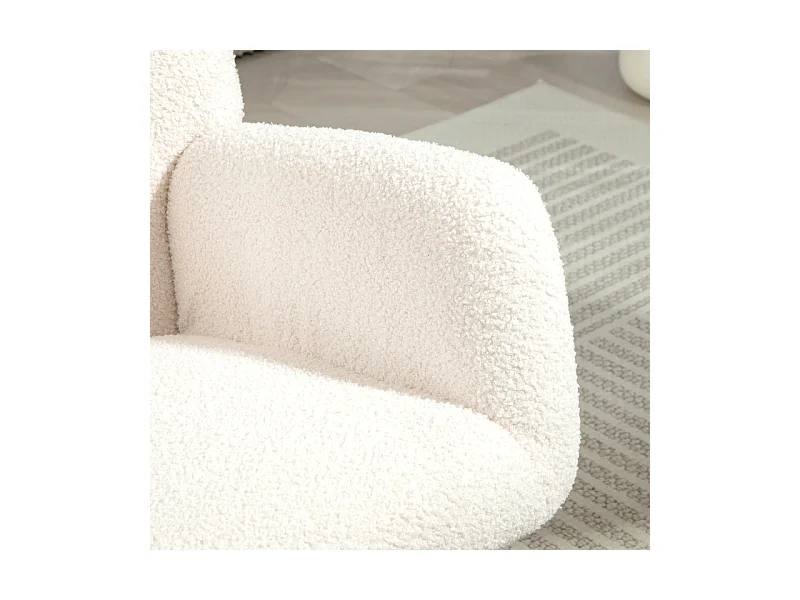 Fauteuil à bascule style nordique bois hévéa effet laine bouclée