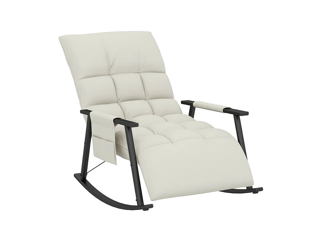 Fauteuil à bascule Chesterfield inclinable repose-pied réglable grège