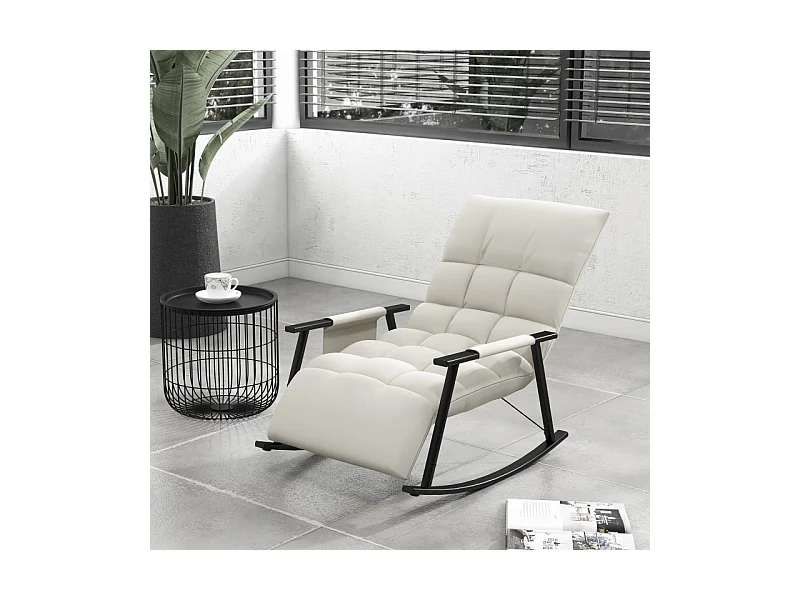 Fauteuil à bascule Chesterfield inclinable repose-pied réglable grège