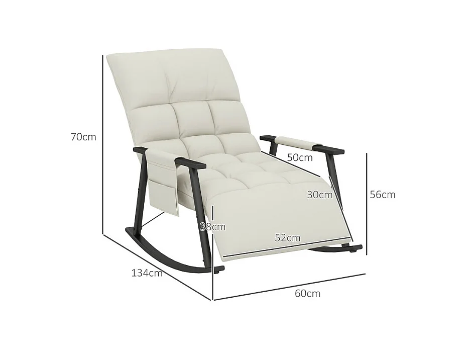 Fauteuil à bascule Chesterfield inclinable repose-pied réglable grège