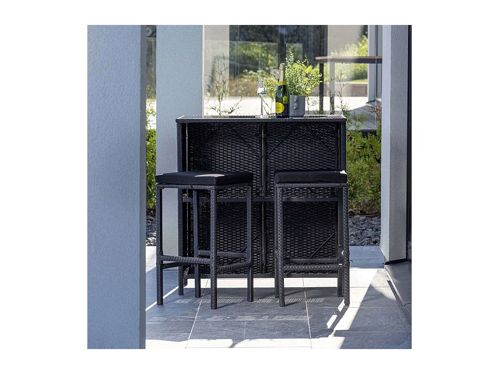 Ensemble bar et 2 tabourets de jardin Knock
