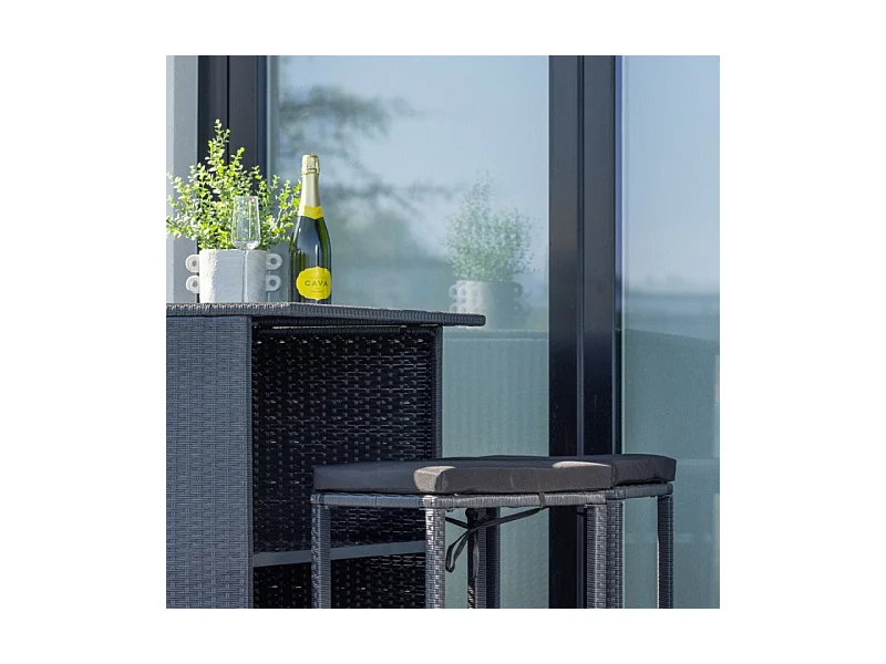 Ensemble bar et 2 tabourets de jardin Knock