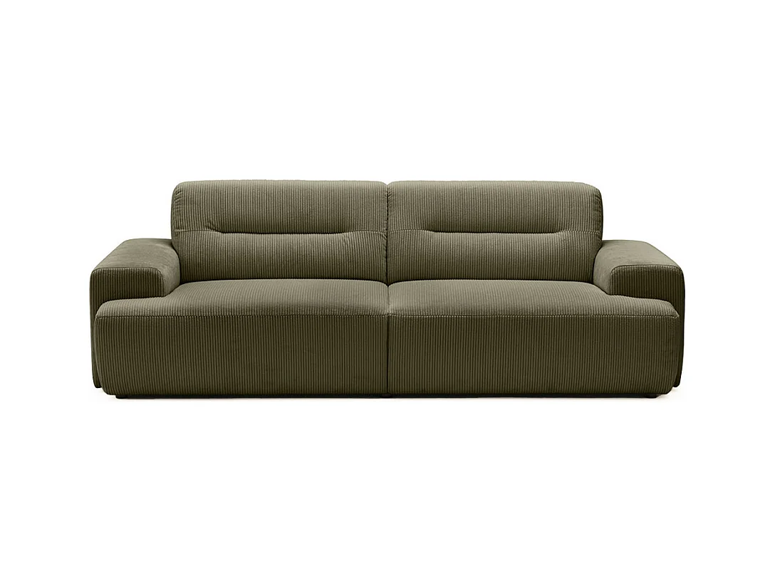 Stune - Canapé droit 4 places en velours côtelé à accoudoirs larges - Vert