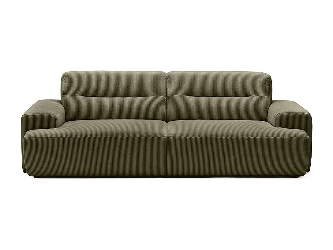 Stune - Canapé droit 4 places en velours côtelé à accoudoirs larges - Vert