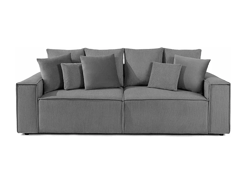 Schlafsofa mit Schlaffunktion - NAPI - 3-Sitzer - mit Kissen - Grau