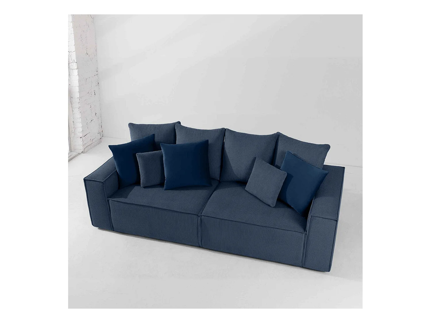 Canapé convertible avec fonction de couchage NAPI - 3 places - avec coussins - Bleu marine