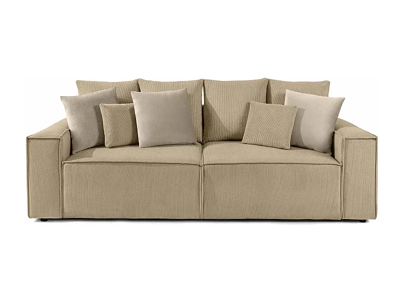 Schlafsofa mit Schlaffunktion - NAPI - 3-Sitzer - mit Kissen - Creme