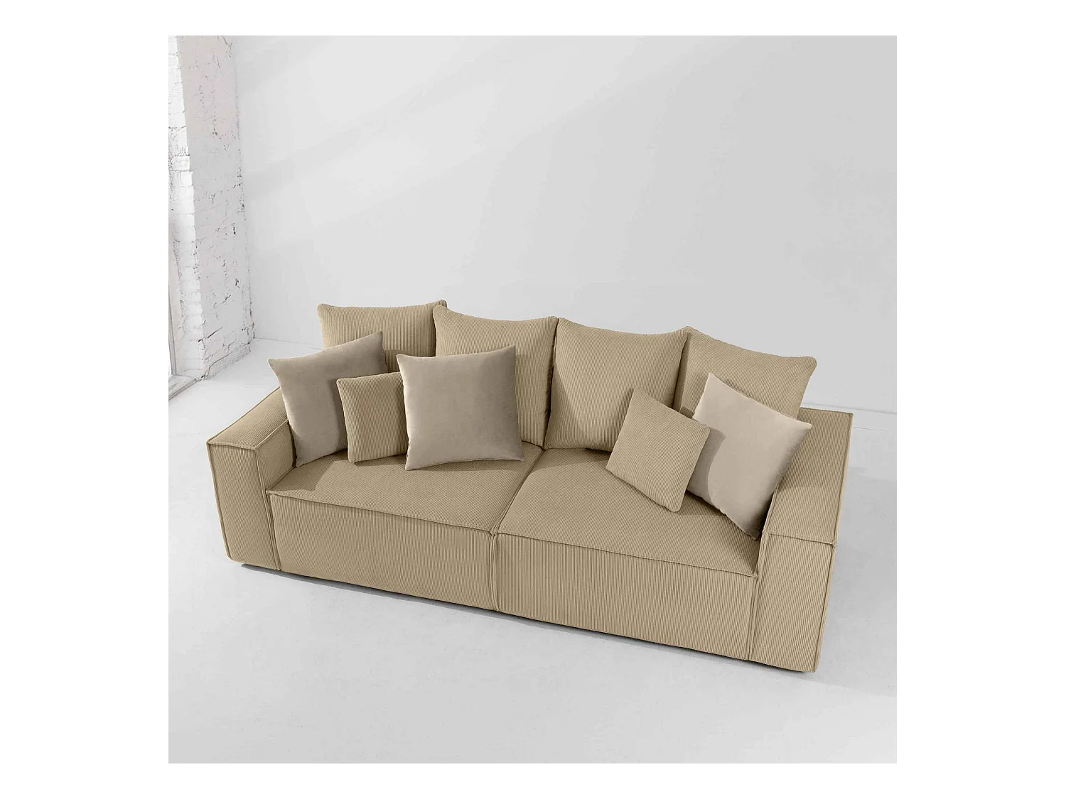 Canapé convertible avec fonction de couchage NAPI - 3 places - avec coussins - Crème