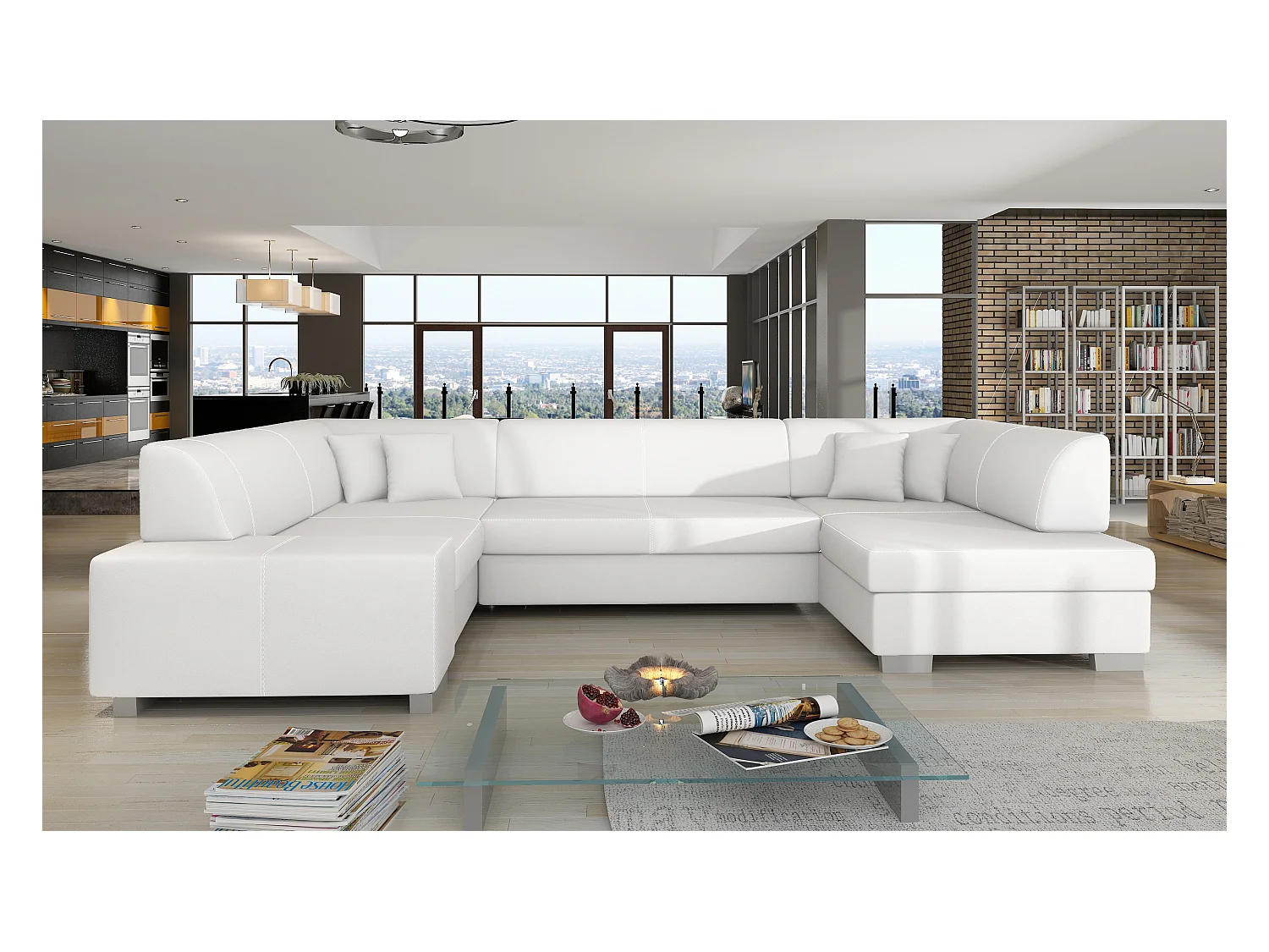 Canapé Corner Violla UR/ Tissu-Blanc