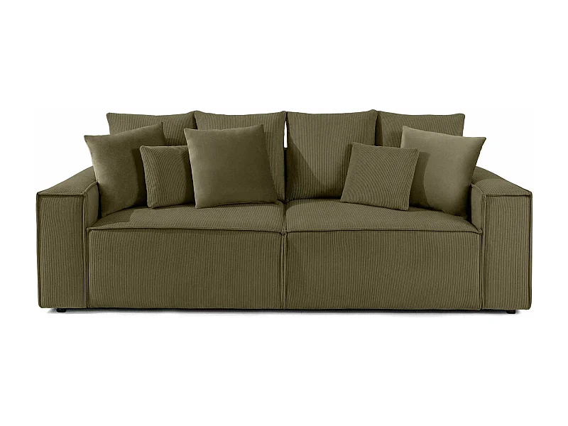 Schlafsofa mit Schlaffunktion - NAPI - 3-Sitzer - mit Kissen - Olive