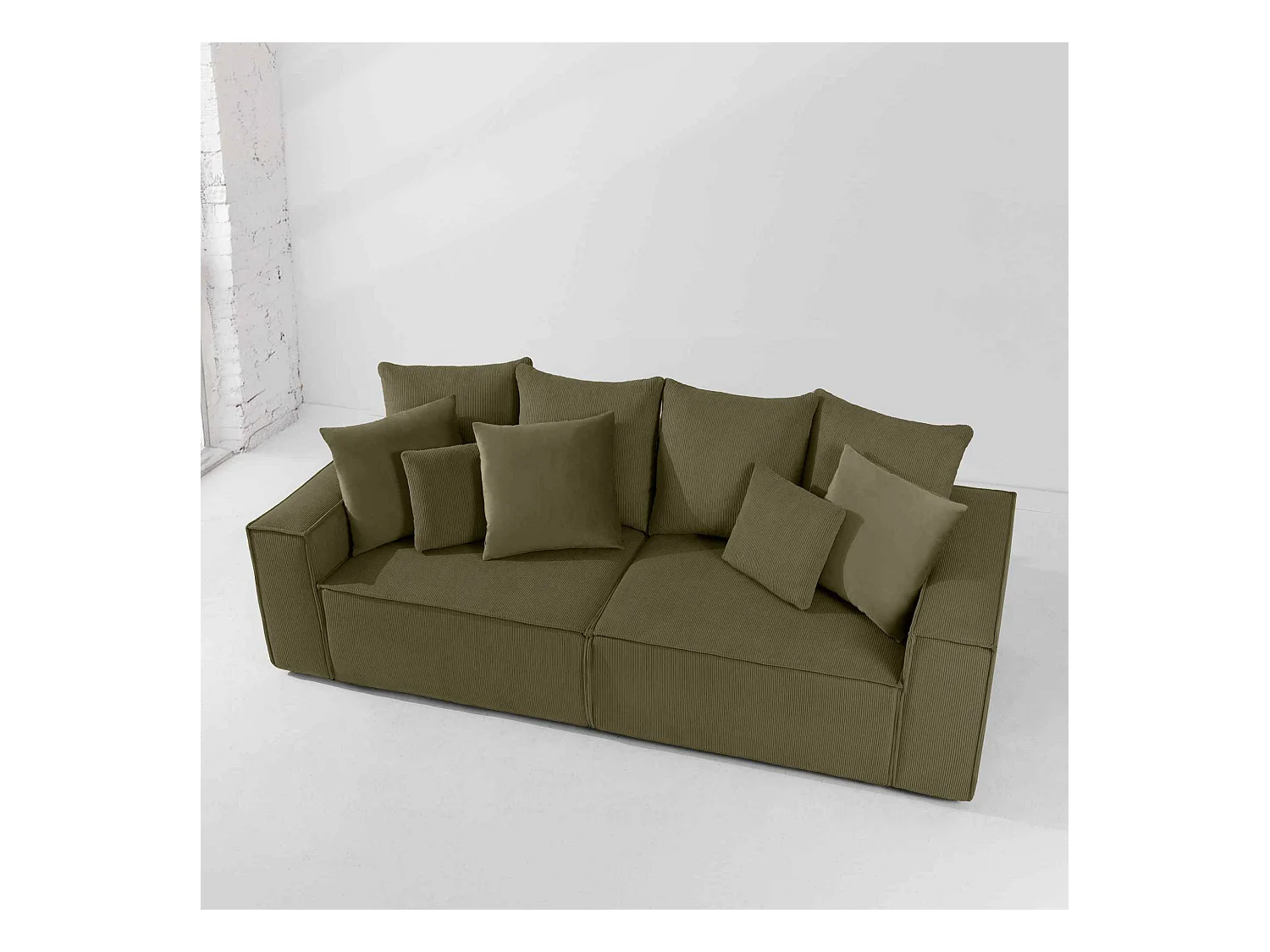 Canapé convertible avec fonction de couchage NAPI - 3 places - avec coussins - Olive