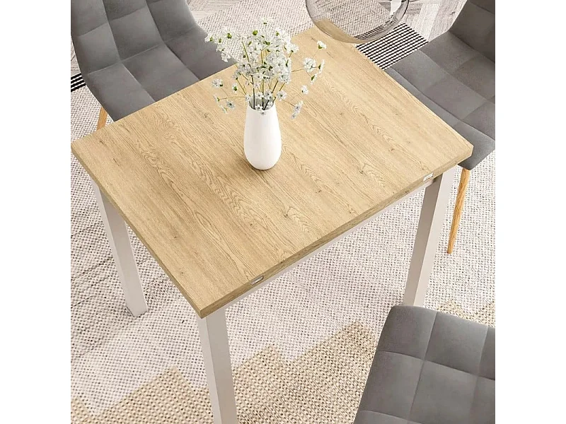 Table extensible 60 x 80 / 120 cm bois et cachemire ATLANTISZ2