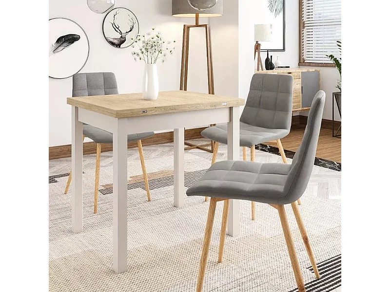 Table extensible 60 x 80 / 120 cm bois et cachemire ATLANTISZ2